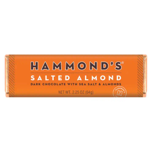 Natural Salted Almond Dark Chocolate Candy Bar 2.25 oz from Hammond's Candies