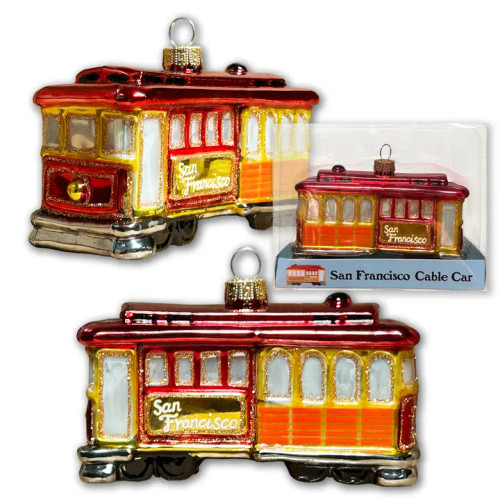 SF Cable Car Glass Mold Ornament from SF Mercantile
