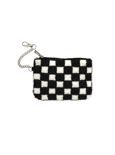 Keychain Pouch – Black & White Checkered – Black from Living Royal
