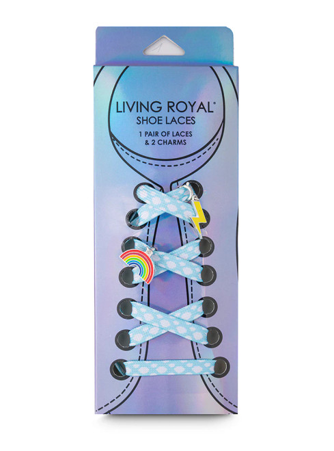 Shoelaces w/ Charms Set – Clouds w/ Rainbow & Lightning Charms from Living Royal