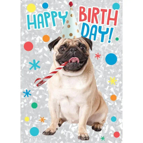 Birthday Pug Foil Card from Paper House Productions