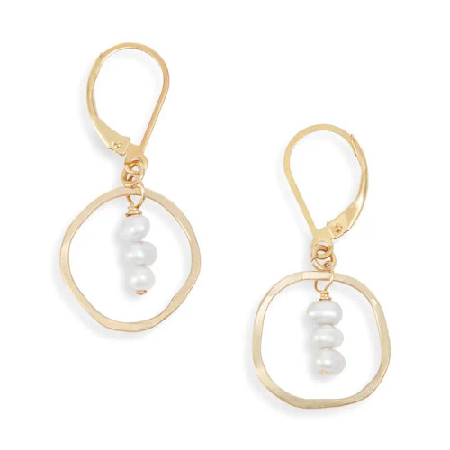 Treble Dainty Three Pearl Circle Earrings – Gold Filled from Freshie & Zero