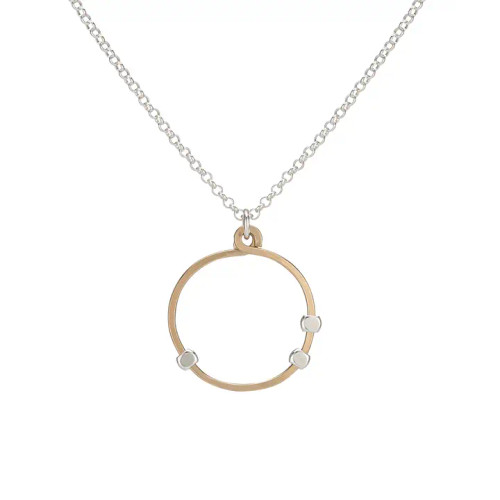 Cosmos Mini Gold & Silver Circle Pendant 18" Necklace – Stars, Sterling Silver from Freshie & Zero