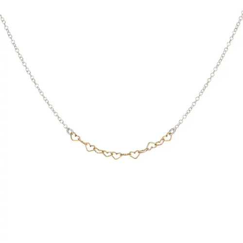 Itsy Bitsy Linked Gold Hearts Sterling Silver 18" Necklace from Freshie & Zero