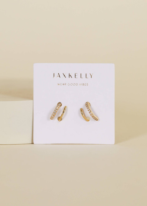 Pave Spiral - Gold Earrings by Jax Kelly