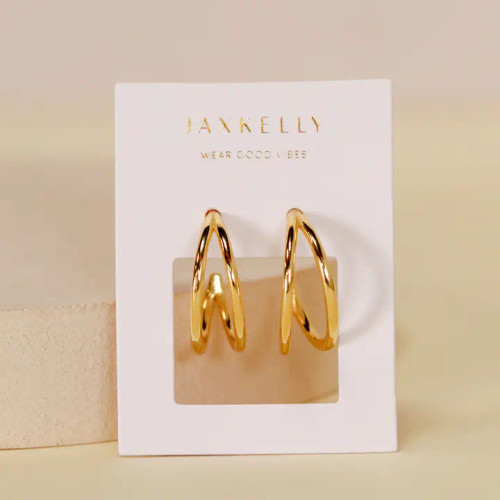 Illusion Double Hoop Gold Earrings from JaxKelly