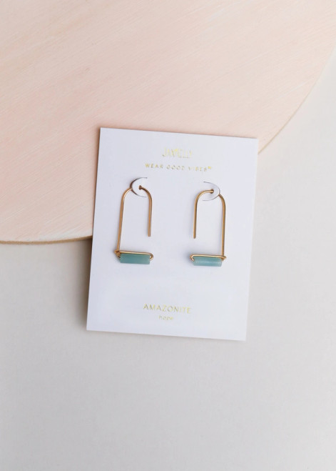 Amazonite Gold Drop Earrings from JaxKelly