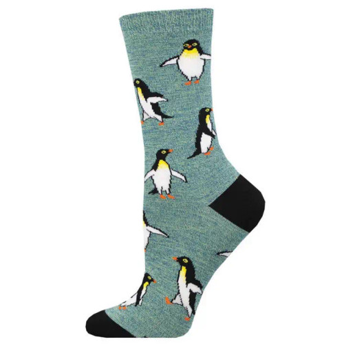 Penguin Personality Heather Green Socks from Socksmith Design