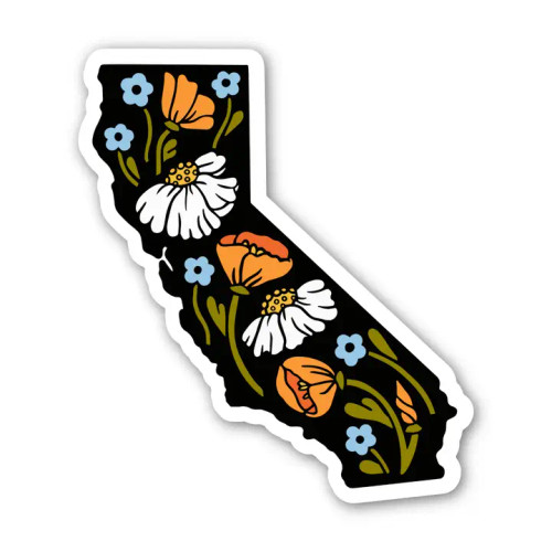 Floral California State Sticker from Brenna Daugherty Illustration