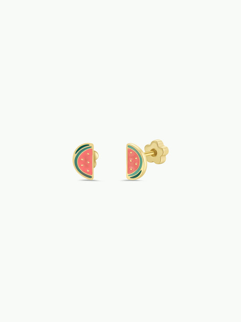 Watermelon Enamel Flat Back Kids Earrings by Jax Kelly