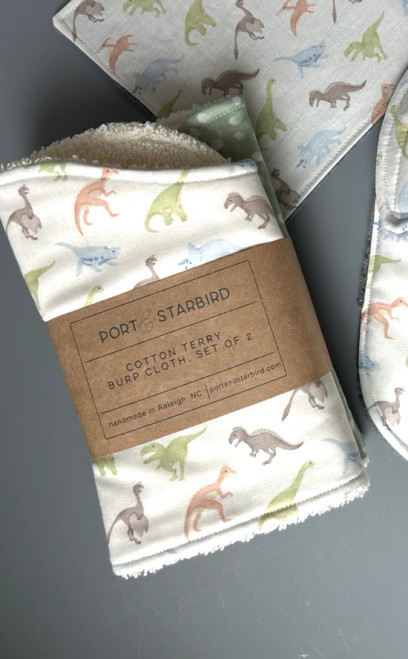 Tiny Dinos Burp Cloth Set of 2 from Port & Starbird