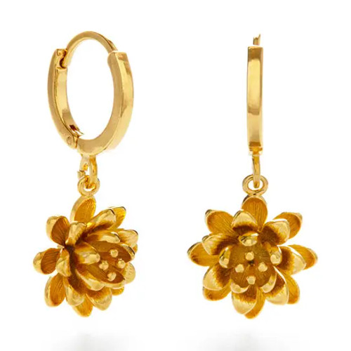 Lotus Flower Huggie Hoop Earrings from Amano Studio