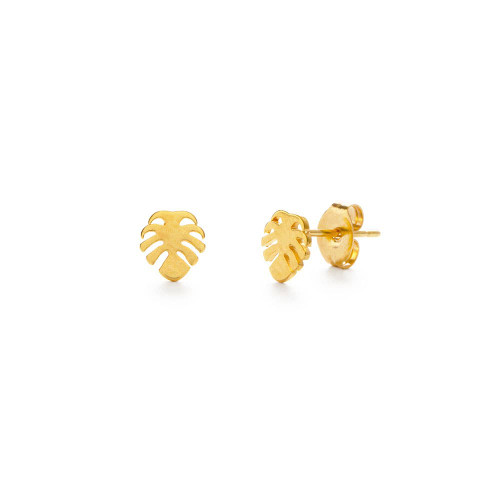 Tiny Monstera Leaf Stud Earrings by Amano Studio