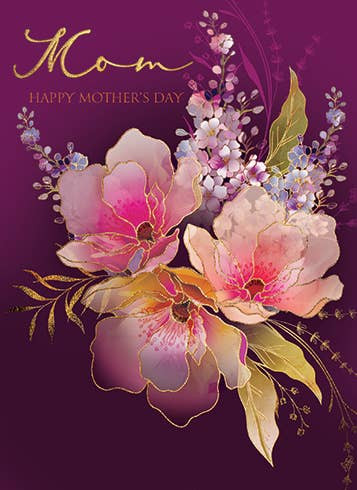 Flowers On Purple Mother's Day Card