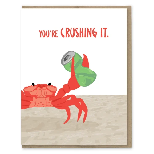 Crushing It Crab Congrats Card by Modern Printed Matter