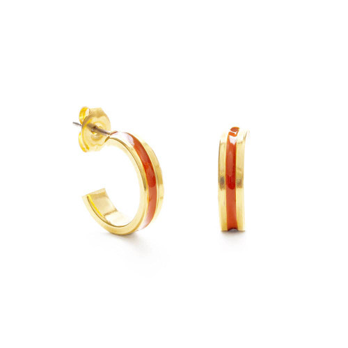 15mm Hoop Earrings with Orange Summer Color