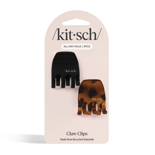 Eco-Friendly Medium Claw Clips 2pc set - Black & Tort by Kitsch