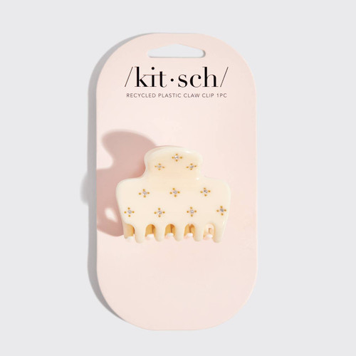 Recycled Plastic Rhinestone Medium Puffy Claw Clip 1pc-Ivory by Kitsch