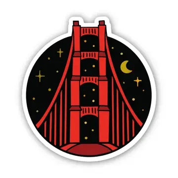 Golden Gate Bridge Night Sky Holographic Sticker