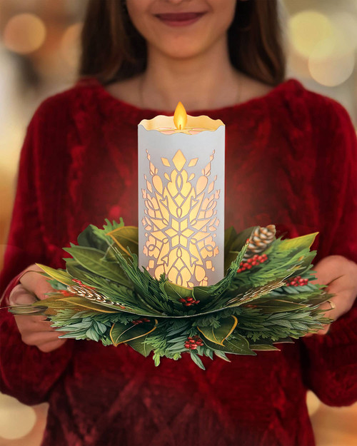 Holiday Candle with Lights Pop-Up Greeting Card by FreshCut Paper