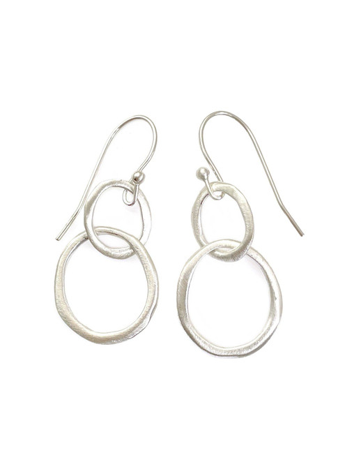 Double Circle Earrings Silver