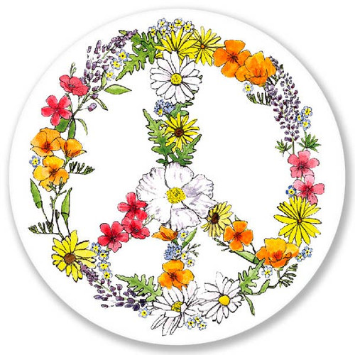 CA Floral Peace Sign Vinyl Sticker