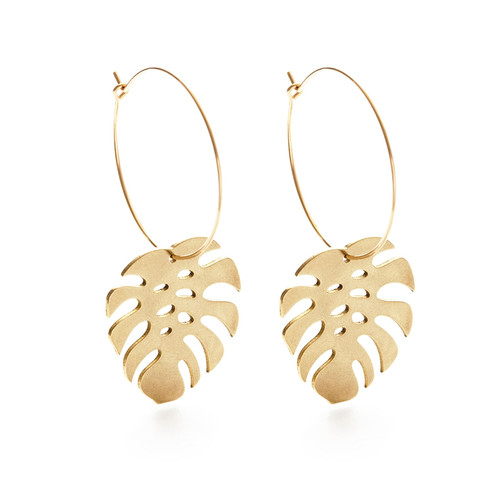 Monstera Hoops - 1" gold fill hoop + brass