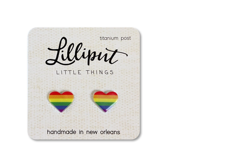 Rainbow Heart Gay Pride Earrings