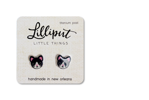 Cute Kitty Cat Earrings Tuxedo 