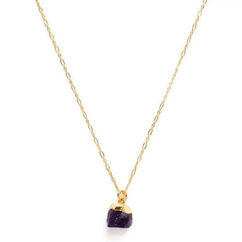 Raw Cut Gemstone Necklace - Amethyst