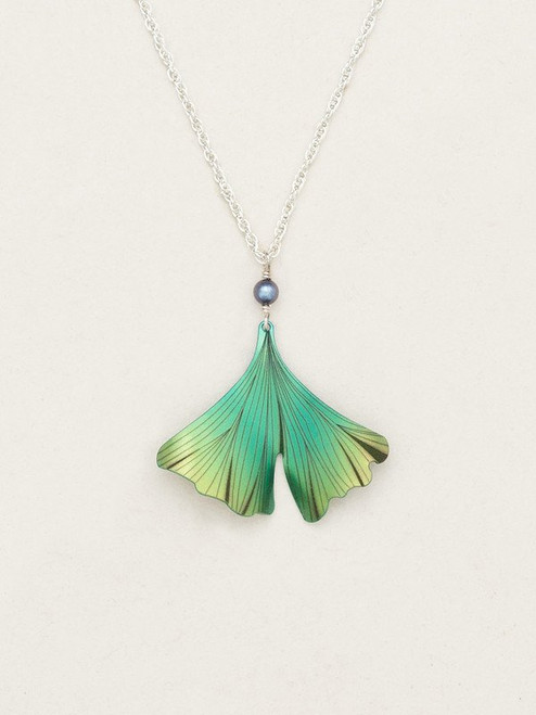 Green Ginkgo Pendant Necklace