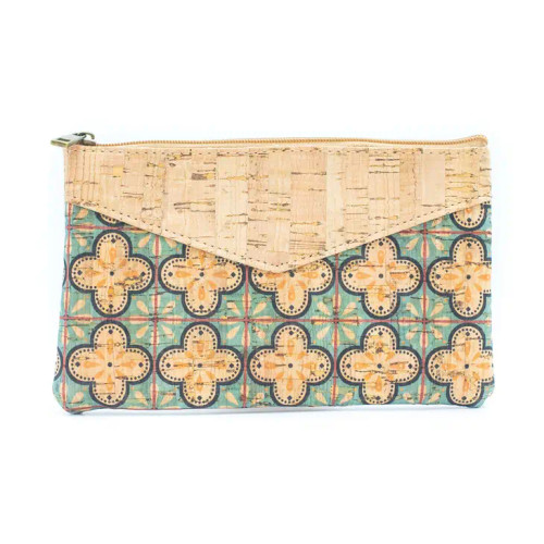 Printed Cork Purse D - Blue/Green