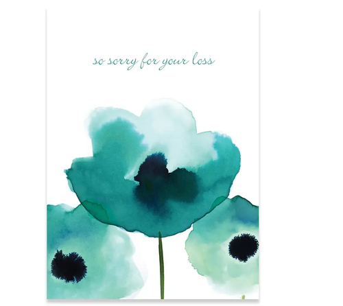 Teal Poppies Sympathy Card 