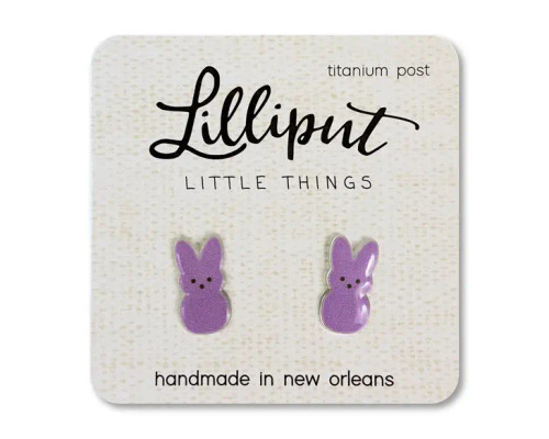 Marshmallow Easter Bunny Purple Earrings
