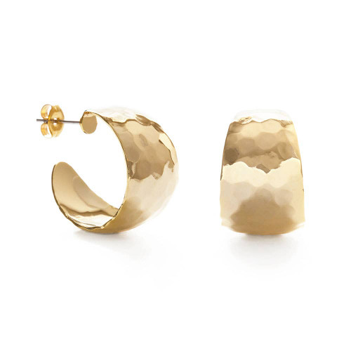 Hammered Vintage Style Gold Hoops