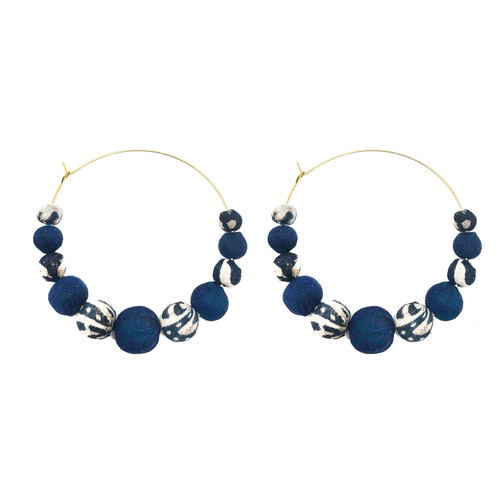 Kantha Indigo Graduated Hoops