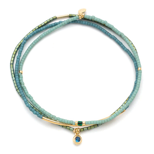 Turquoise/Gold Miyuki Bracelet Trio Tonal Chromacolor