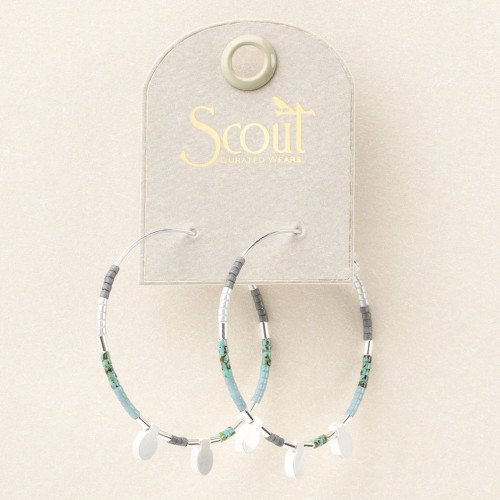 Turquoise Multi/Silver Chromacolor Miyuki Large Hoop
