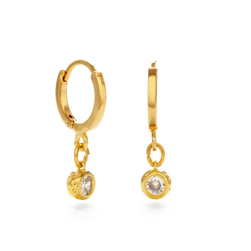5mm Crystal Drop Huggie Hoop Earrings