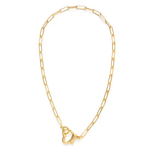 Heart Clasp On Paperclip Chain Necklace from Amano