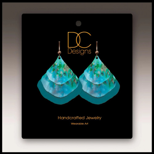 Aqua Abstract Ginkgo Multilayer Handmade Earrings Aqua Abstract Ginkgo Multilayer Handmade Earrings