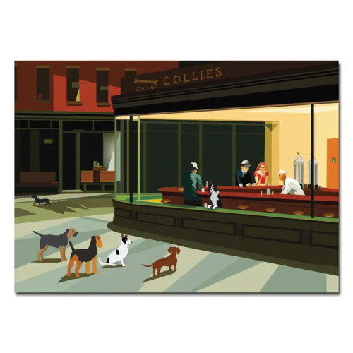 Nighthounds Edward Hopper Birthday Card by Allport Editions