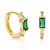 Emerald Green Crystal Baguette Huggie Hoop Earrings