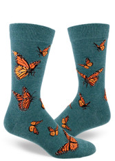 Monarch Butterfly Men's Crew Socks Heather Sea from Mod Socks