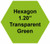 Plastic Tokens Embossed Hexagon 1.20" Qty 2500 Token Transparent Green
