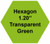 Plastic Tokens Embossed Hexagon 1.20" Qty 3000 Token Transparent Green