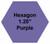 Plastic Tokens Embossed Hexagon 1.20" Qty 6000 Token Purple