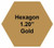 Plastic Tokens Embossed Hexagon 1.20" Qty 7500 Token Gold