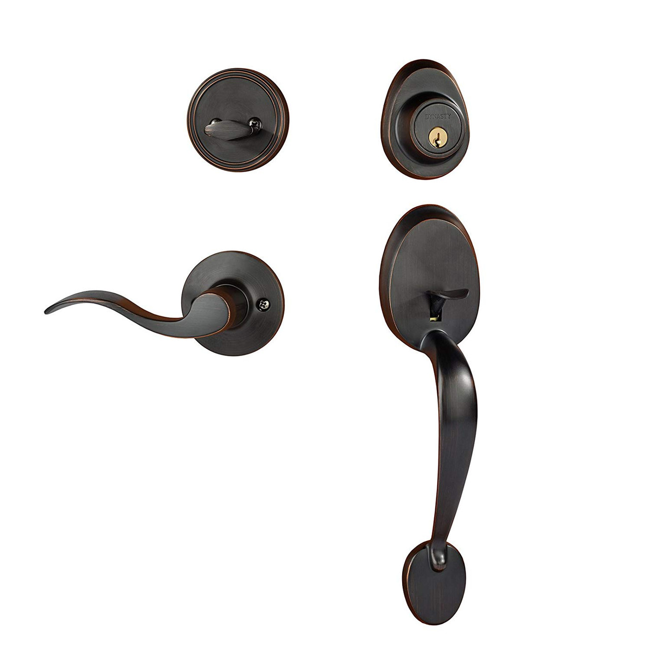 Dynasty Hardware COL-HER-100-12PR Colorado Front Door Handleset with Heritage Lever Right Hand, Aged Oil Rubbed Bronze