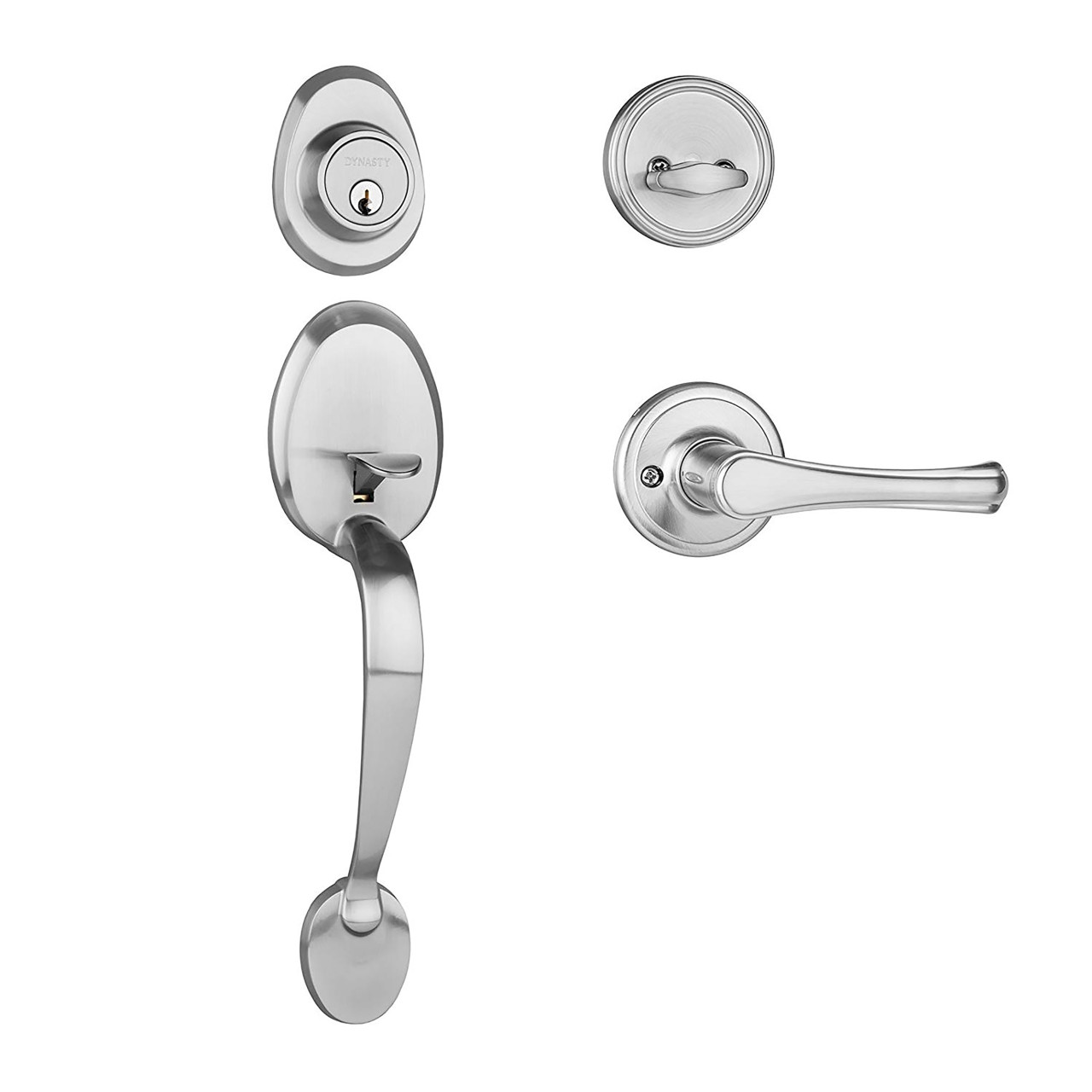 Dynasty Hardwaare COL-VAI-100-15 Colorado Front Door Handle Set with Vail Lever, Satin Nickel